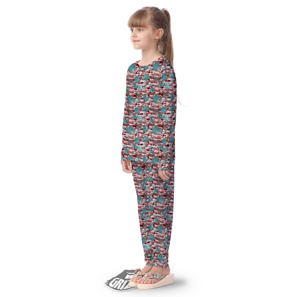 Camouflage Flower Colorful Aloha Print Kid's Pajamas-grizzshop