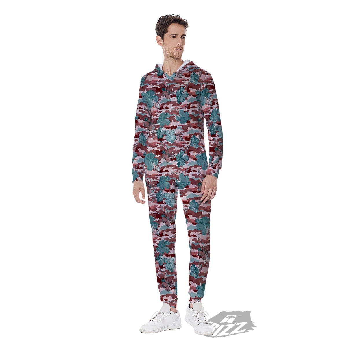 Camouflage Flower Colorful Aloha Print Men's Jumpsuit-grizzshop