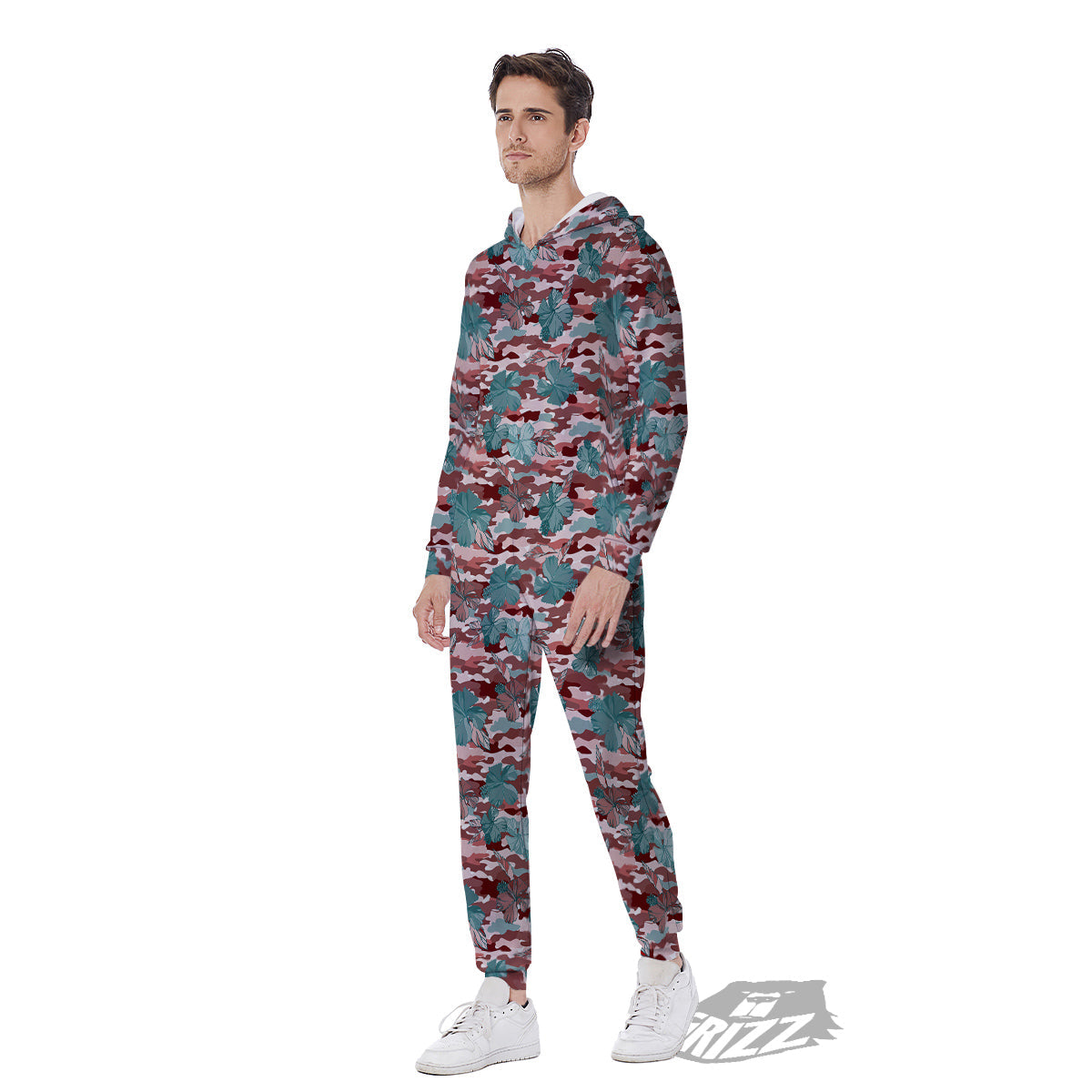 Camouflage Flower Colorful Aloha Print Men's Jumpsuit-grizzshop