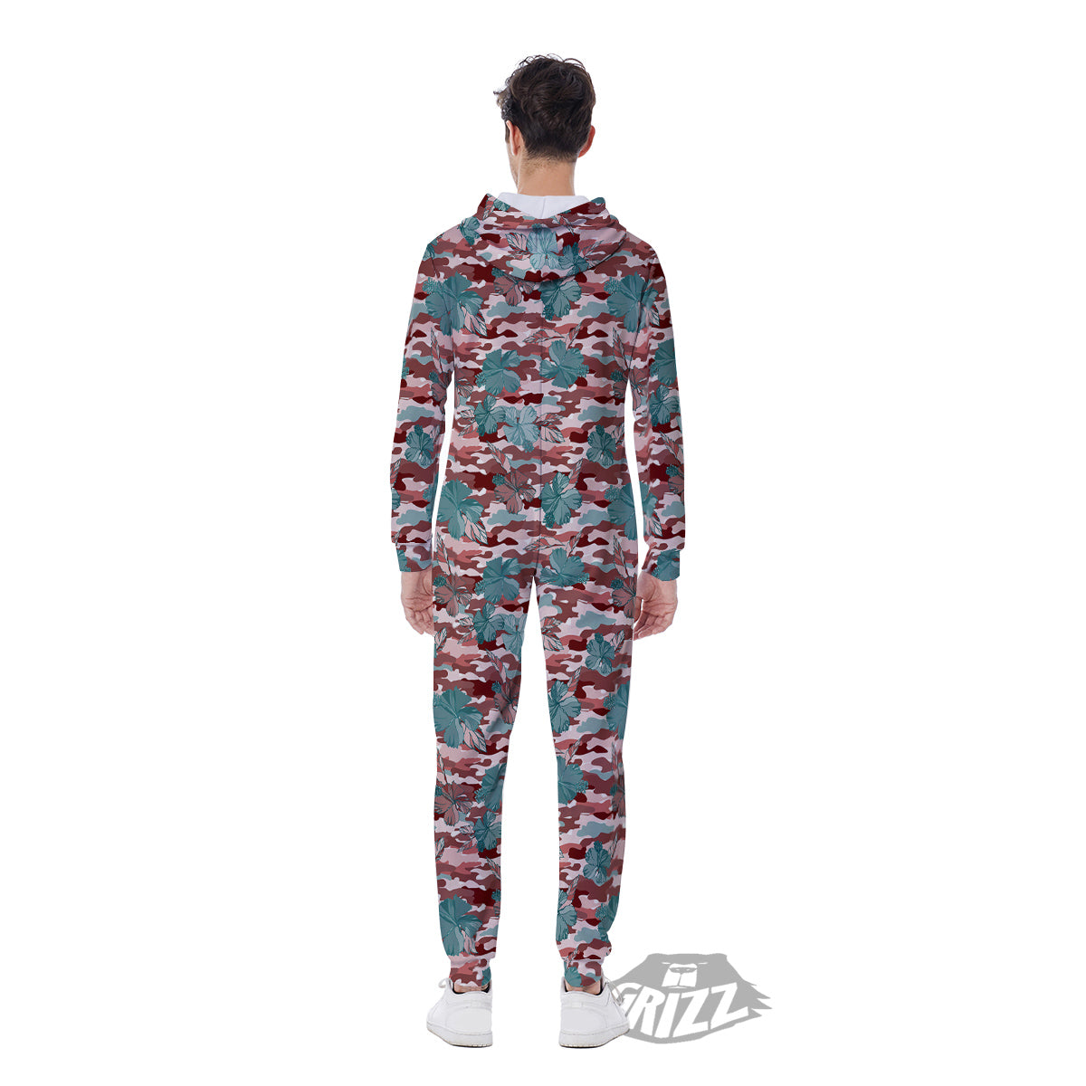 Camouflage Flower Colorful Aloha Print Men's Jumpsuit-grizzshop