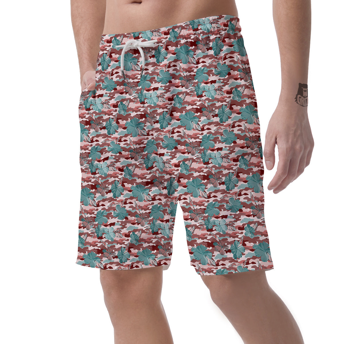 Camouflage Flower Colorful Aloha Print Men's Shorts-grizzshop