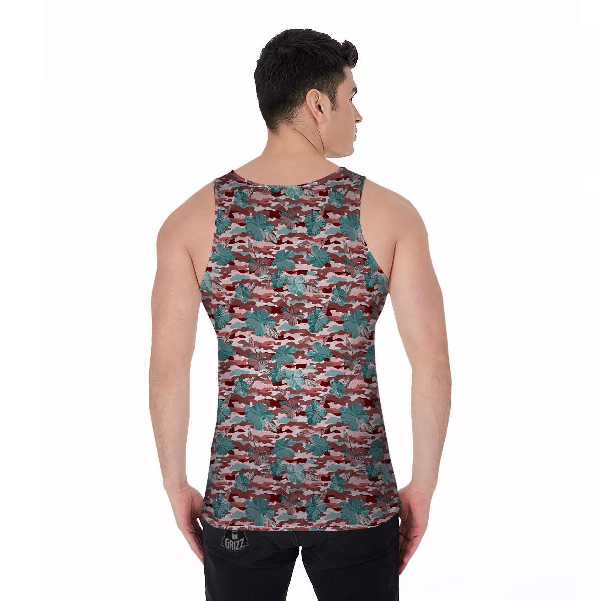 Camouflage Flower Colorful Aloha Print Men's Tank Top-grizzshop