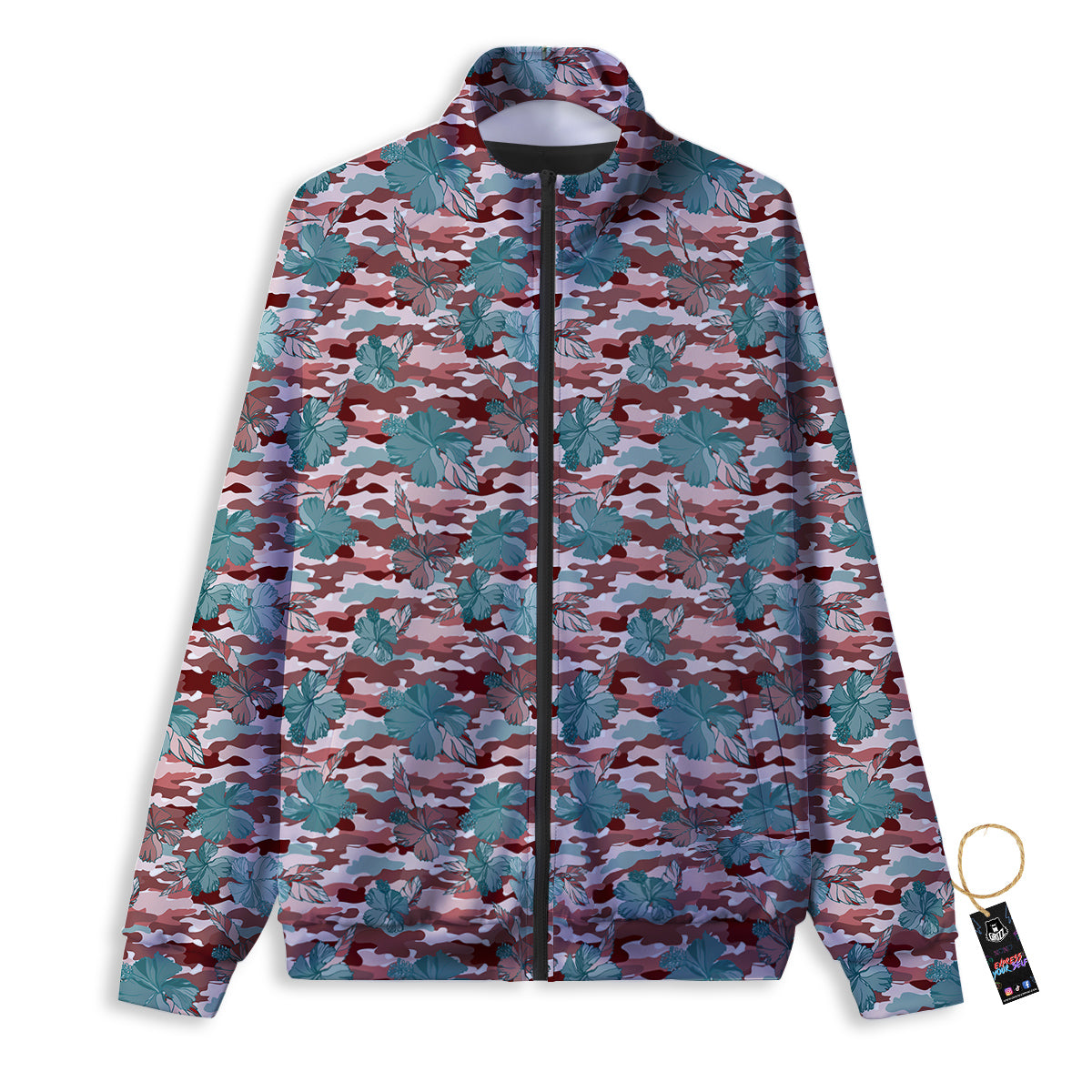 Camouflage Flower Colorful Aloha Print Track Jacket-grizzshop