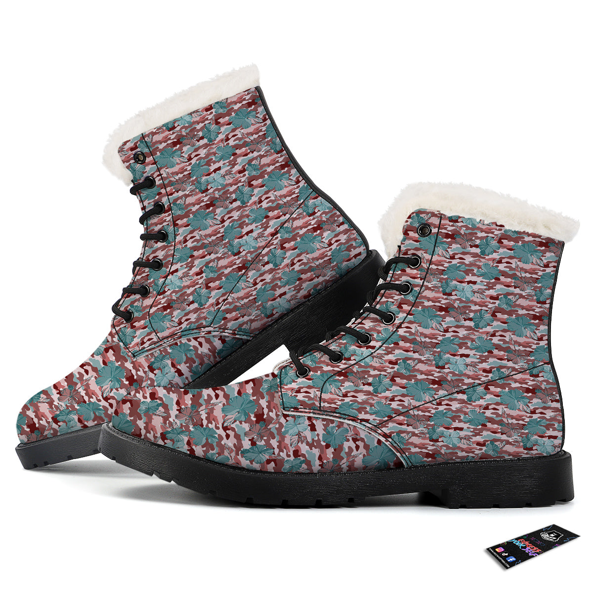 Camouflage Flower Colorful Aloha Print Winter Boots-grizzshop