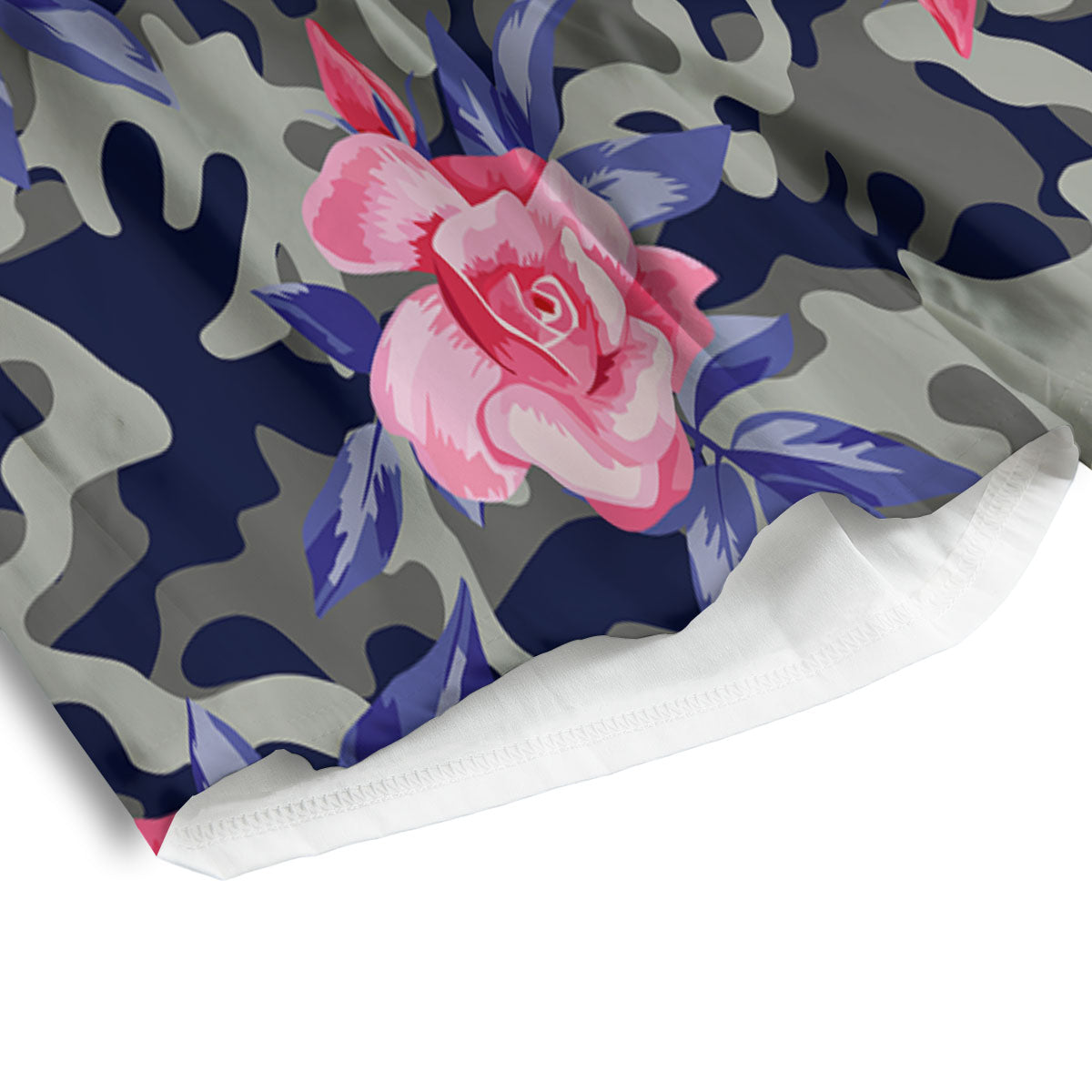 Camouflage Flower Pink Rose Print Men's Athletic Shorts