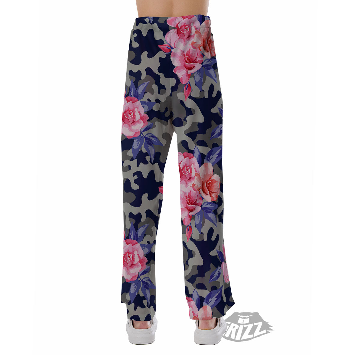 Camouflage Flower Pink Rose Print Pajama Pants-grizzshop