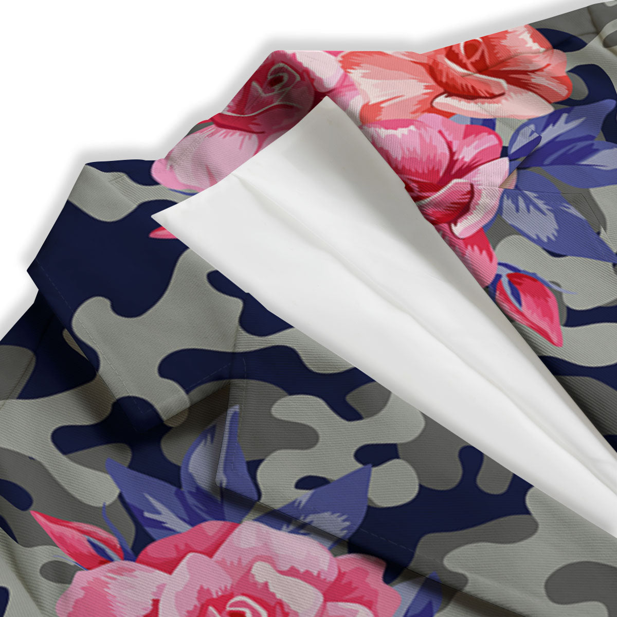 Camouflage Flower Pink Rose Print Women's Blazer-grizzshop