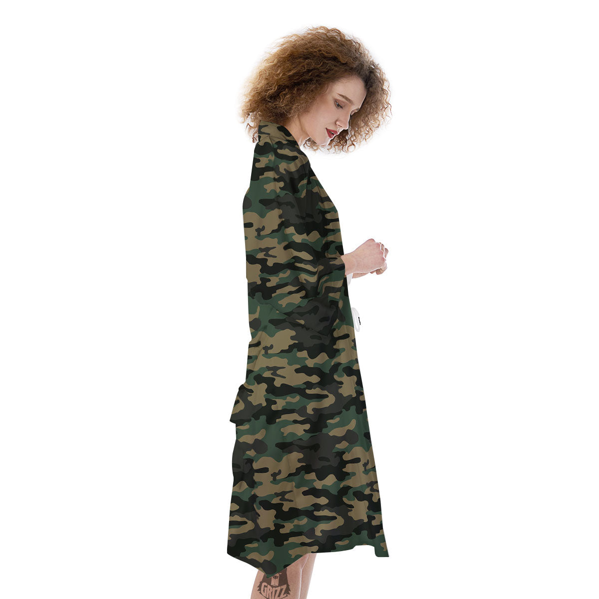 Camouflage Forest Green Print Kimono-grizzshop