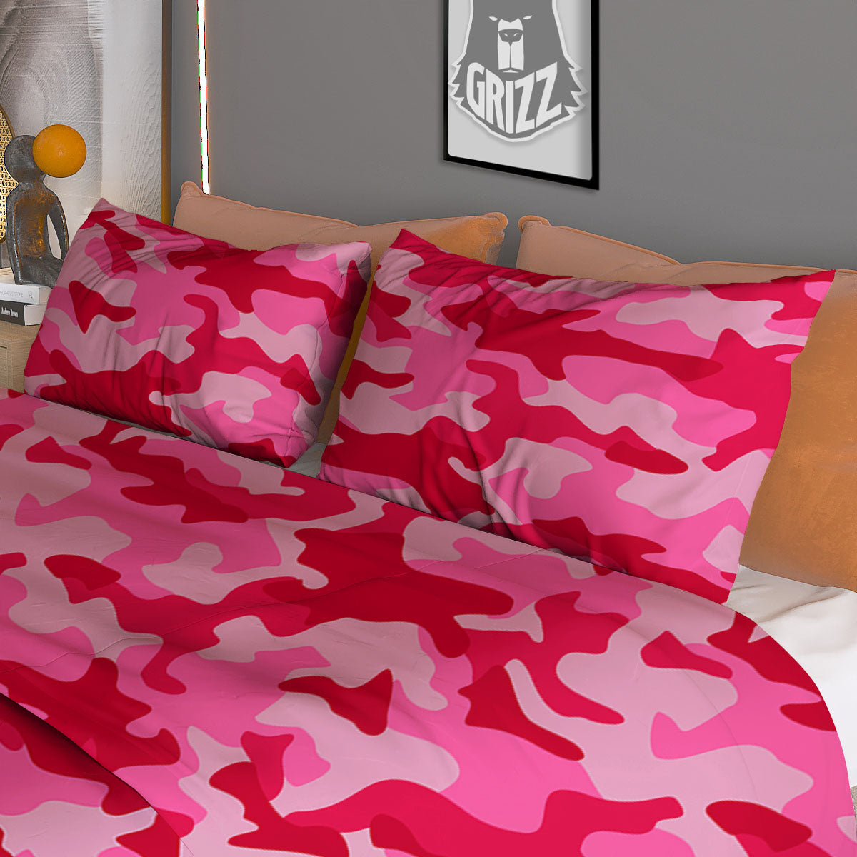 Camouflage Hot Pink Print Duvet Cover Bedding Set