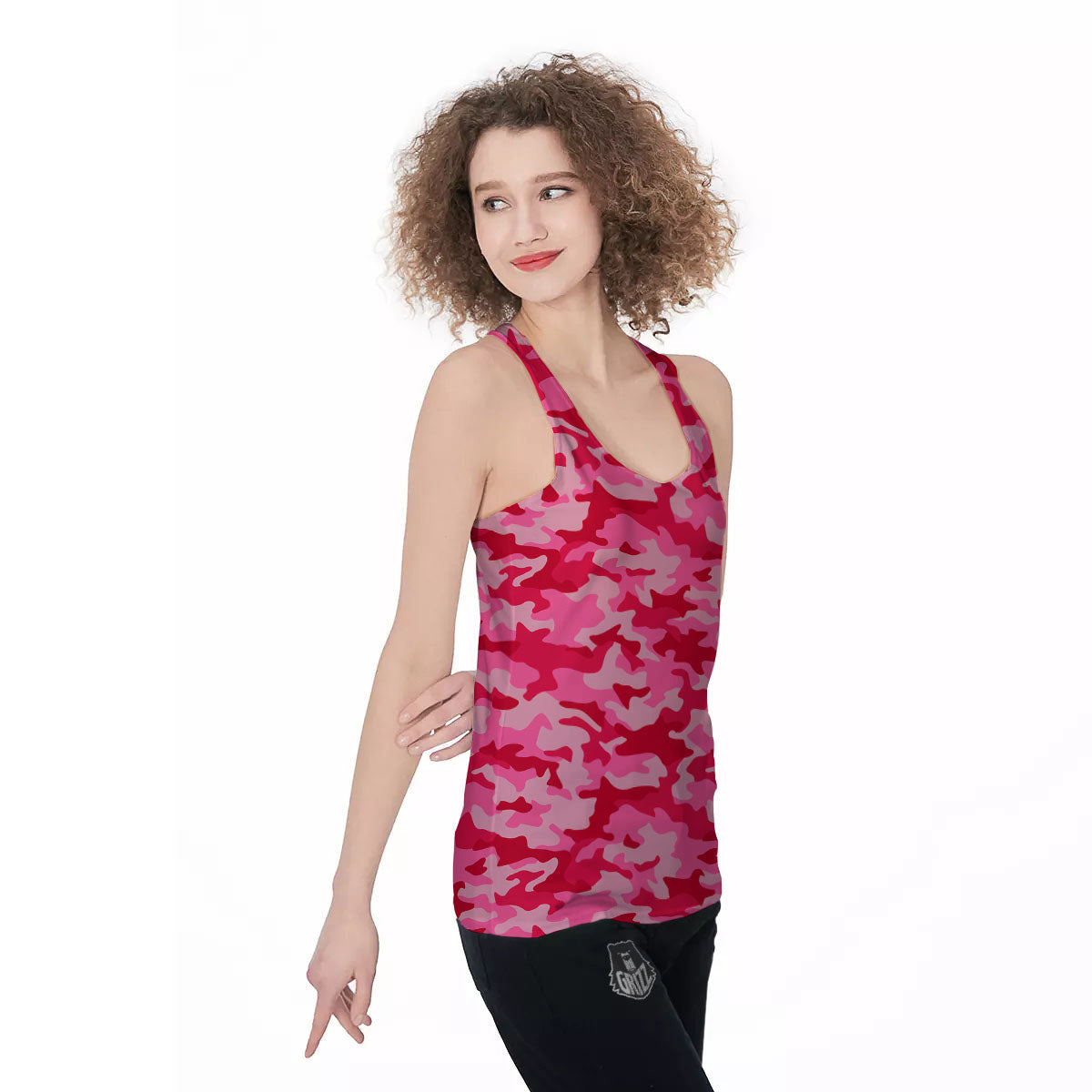 Camouflage Hot Pink Print Women's Racerback Tank Top-grizzshop