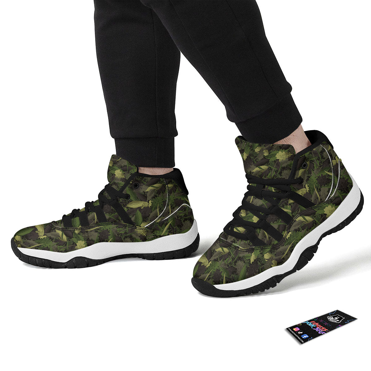 Camouflage Hunting Oak Tree Print Black Bball Shoes-grizzshop