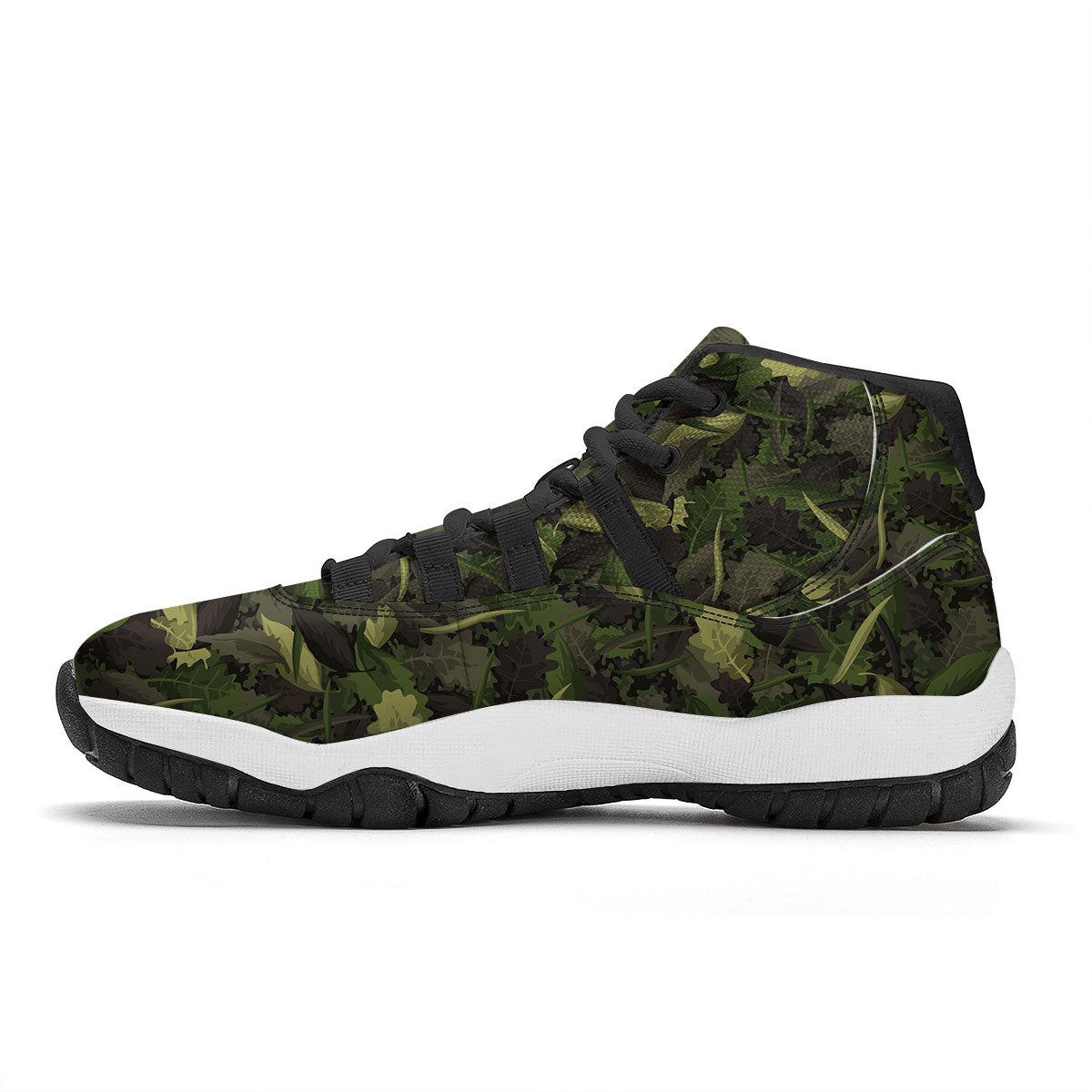 Camouflage Hunting Oak Tree Print Black Bball Shoes-grizzshop