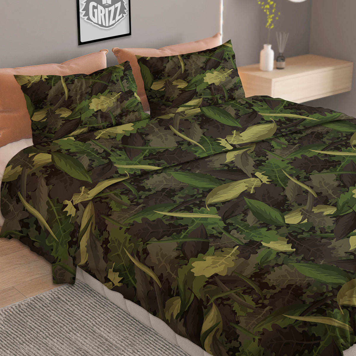 Camouflage Hunting Oak Tree Print Duvet Cover Bedding Set