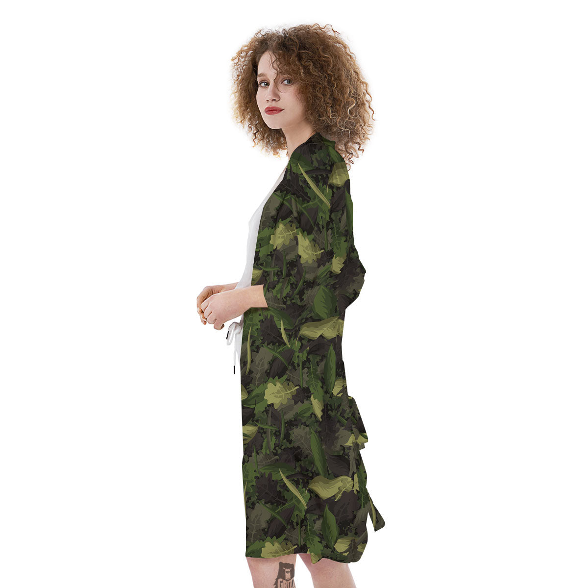 Camouflage Hunting Oak Tree Print Kimono-grizzshop