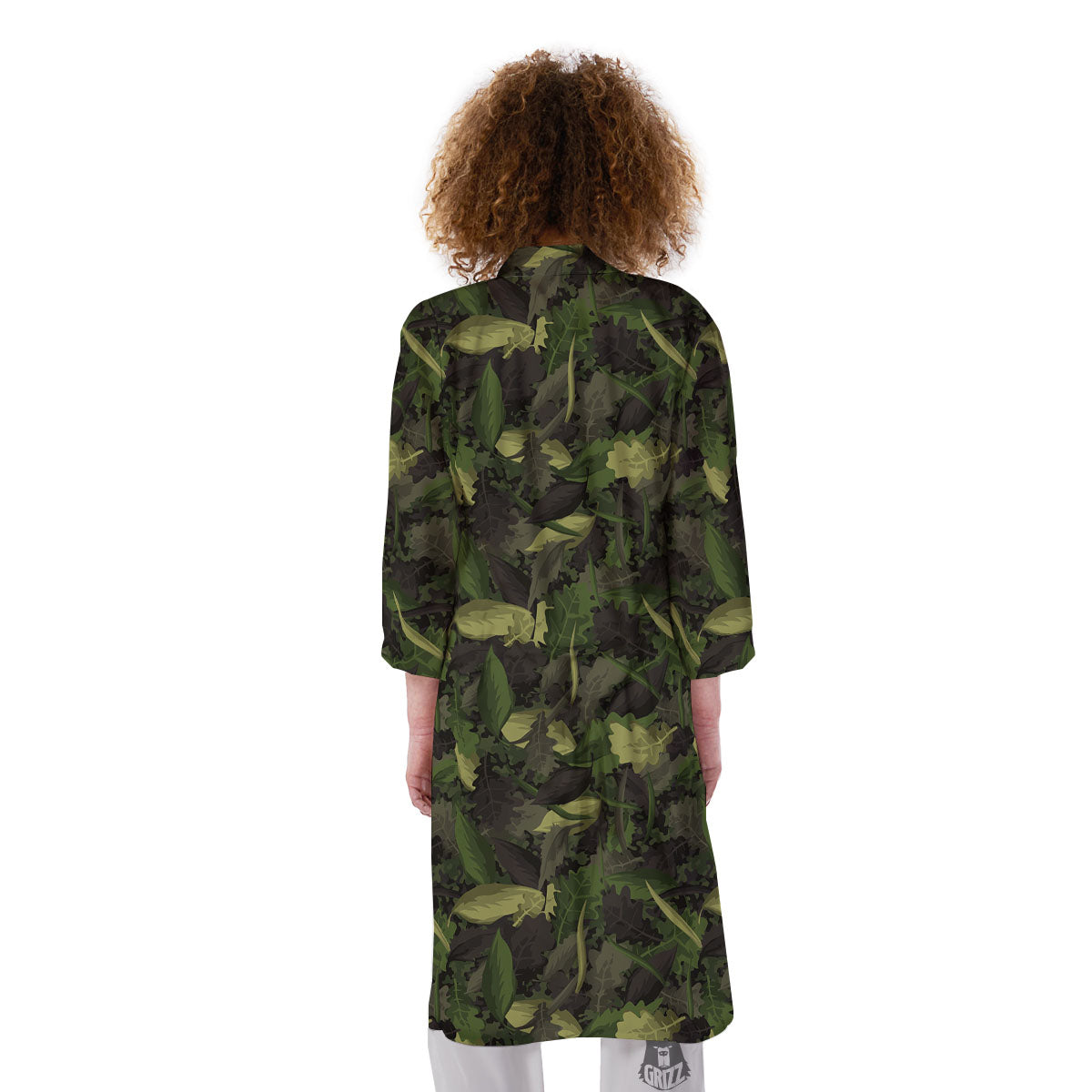 Camouflage Hunting Oak Tree Print Kimono-grizzshop