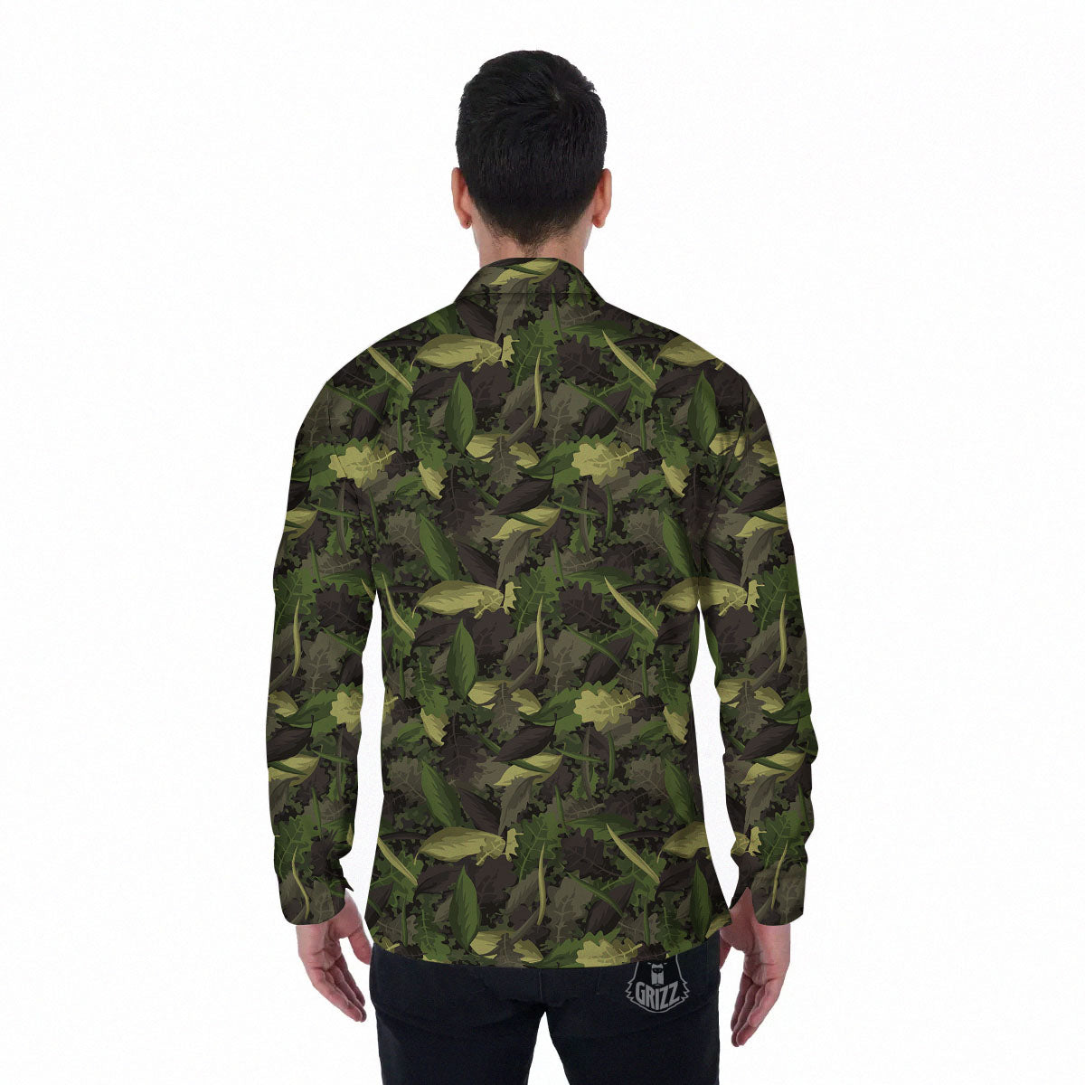Camouflage Hunting Oak Tree Print Men's Long Sleeve Shirts-grizzshop