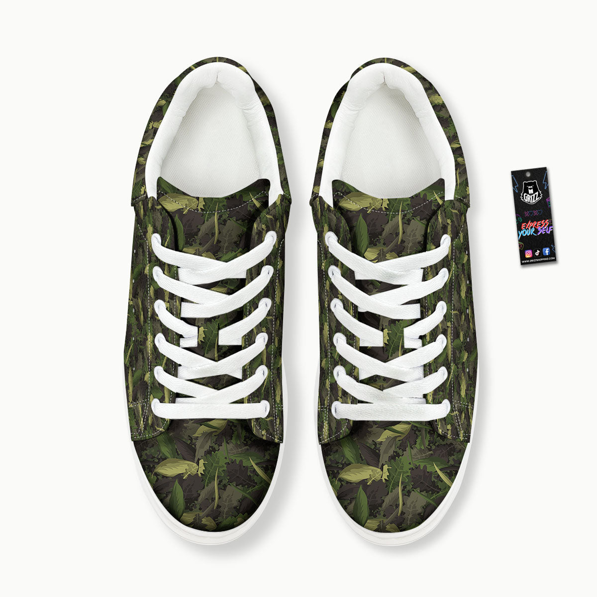 Camouflage Hunting Oak Tree Print Platform Shoes-grizzshop