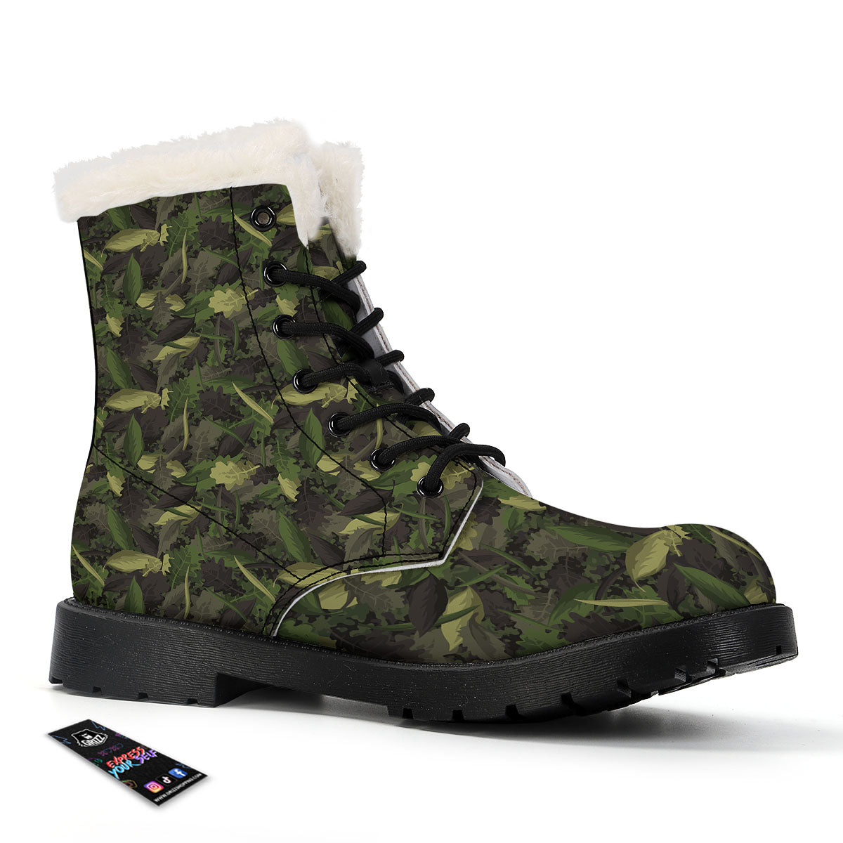 Camouflage Hunting Oak Tree Print Winter Boots-grizzshop