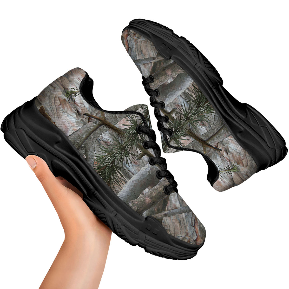 Camouflage Hunting Print Pattern Black Chunky Shoes-grizzshop