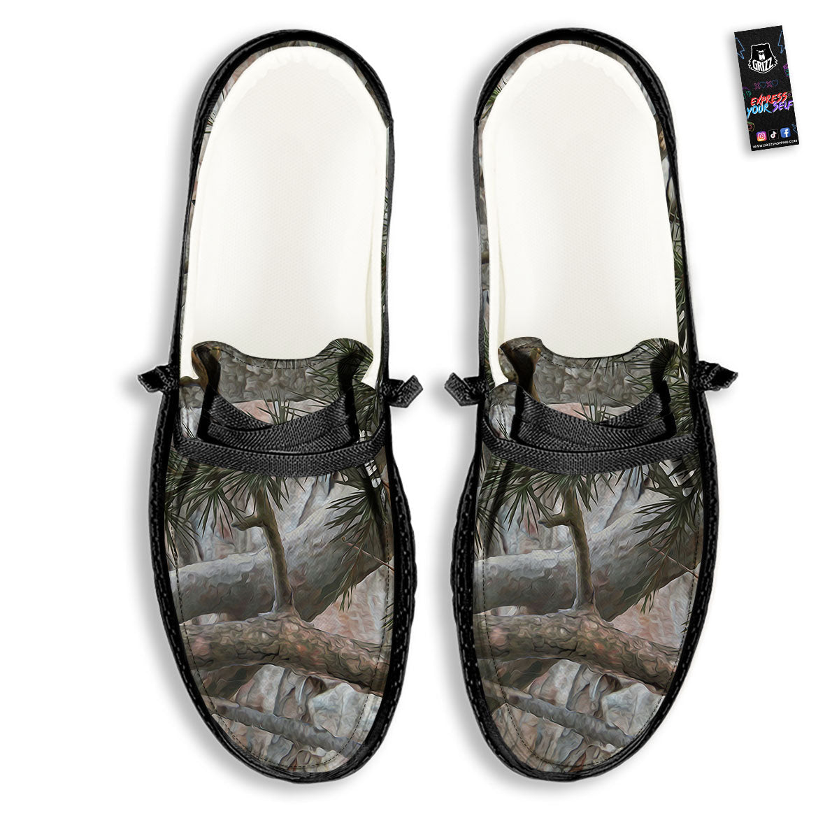 Camouflage Hunting Print Pattern Black Loafers-grizzshop
