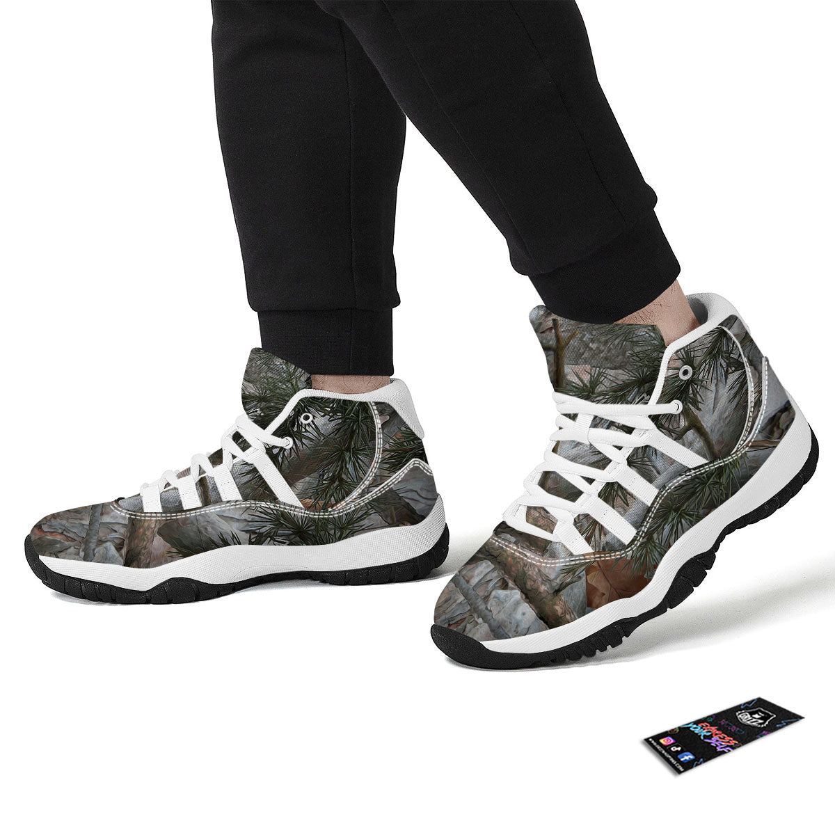 Camouflage Hunting Print Pattern White Bball Shoes-grizzshop