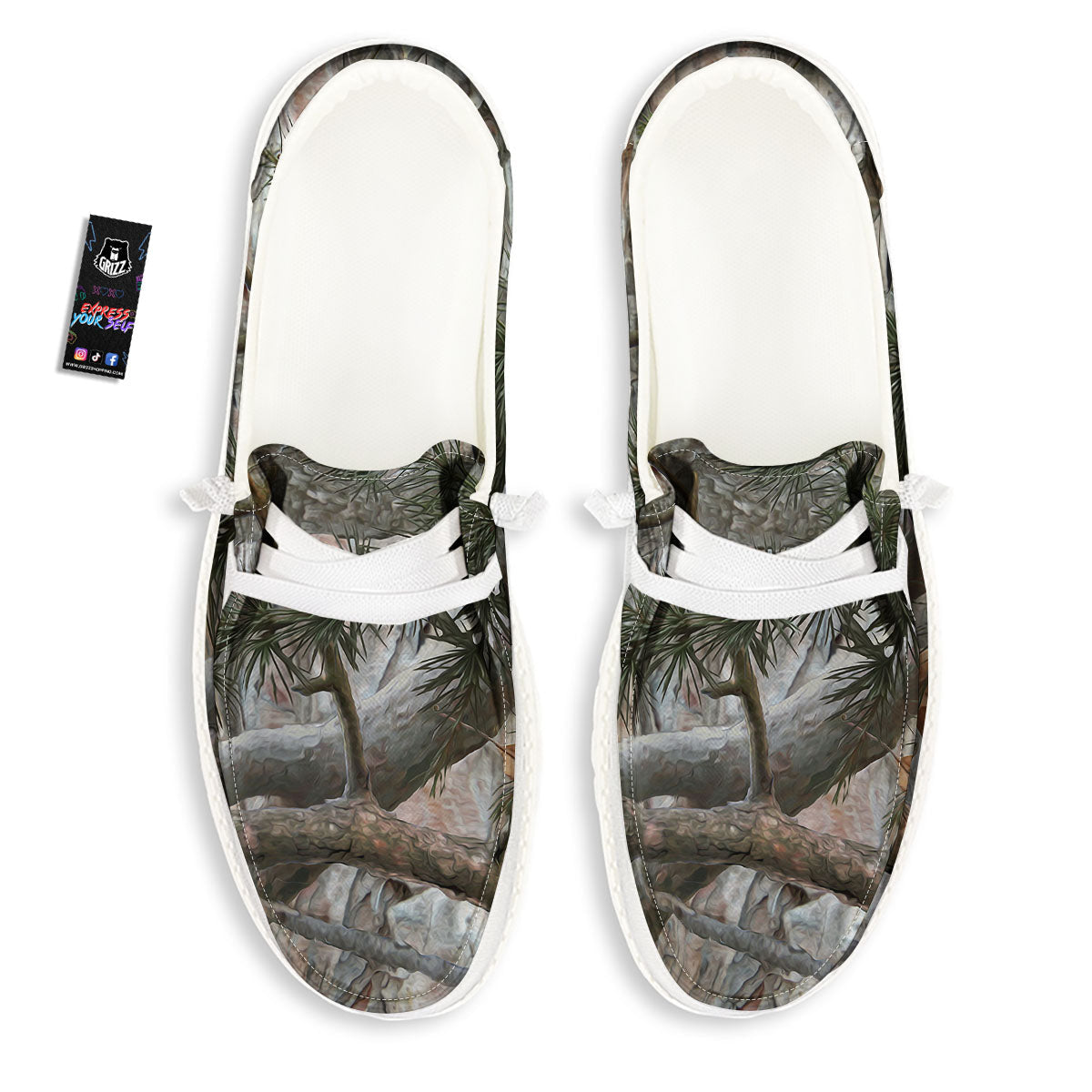 Camouflage Hunting Print Pattern White Loafers-grizzshop