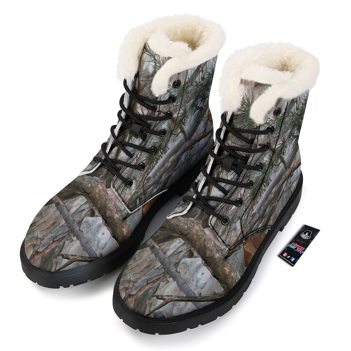 Camouflage Hunting Print Pattern Winter Boots-grizzshop