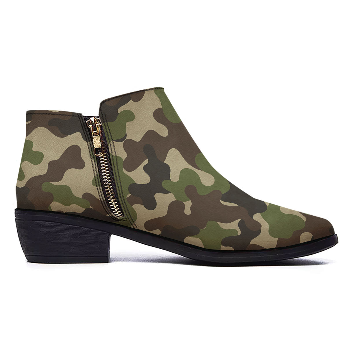 Camouflage Jungle Hunting Print Ankle Boots-grizzshop