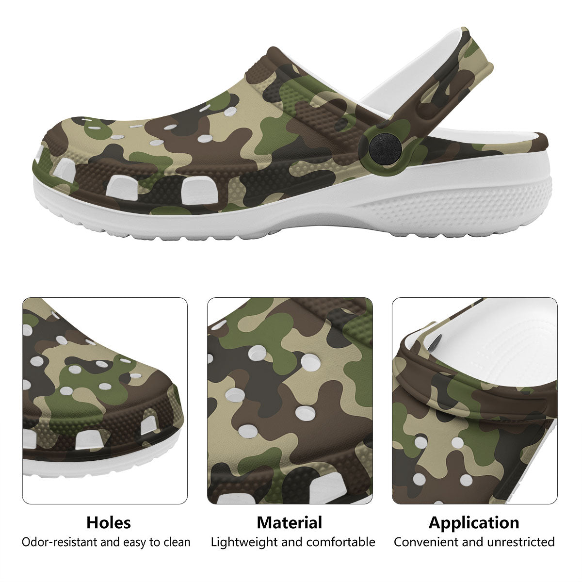 Camouflage Jungle Hunting Print Clog-grizzshop