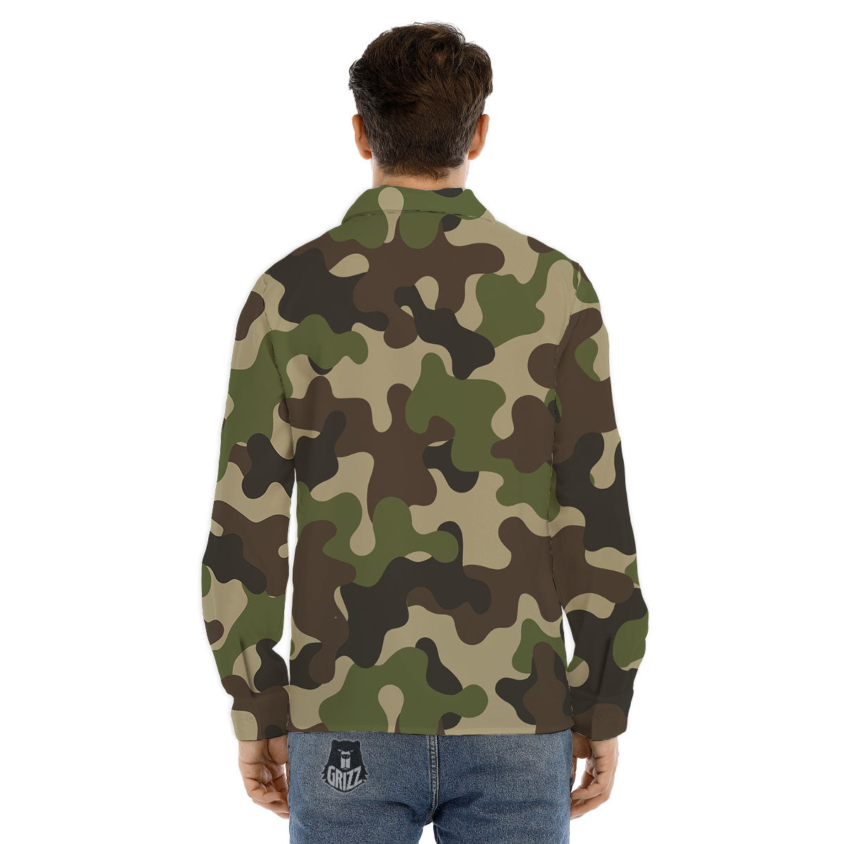 Camouflage Jungle Hunting Print Men's Dress Shirts-grizzshop