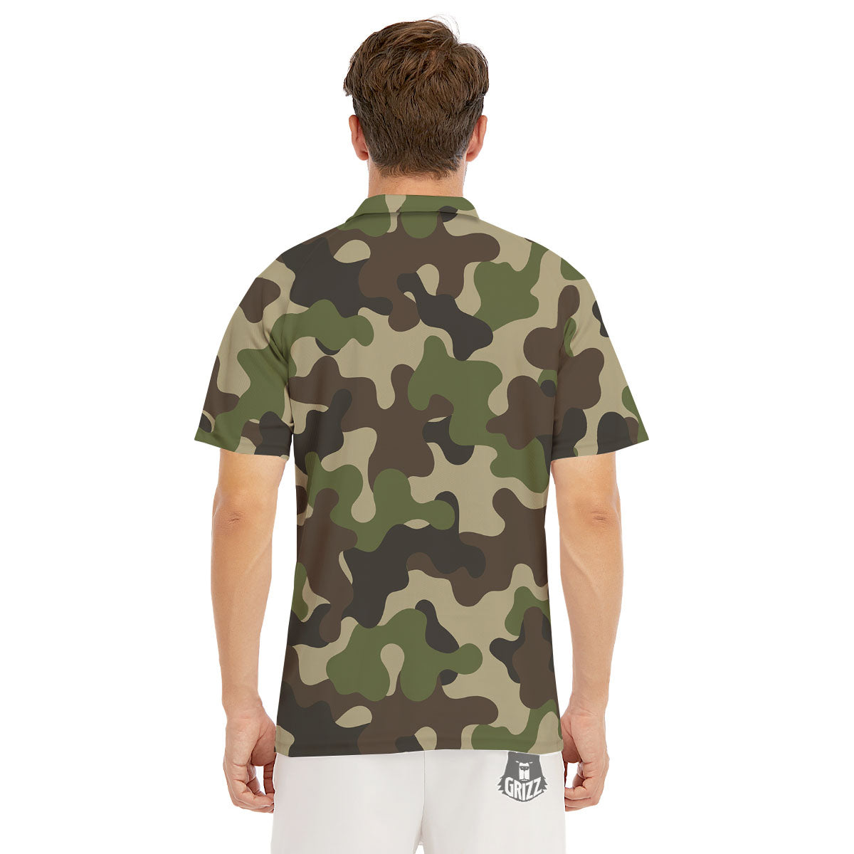 Camouflage Jungle Hunting Print Men's Golf Shirts-grizzshop