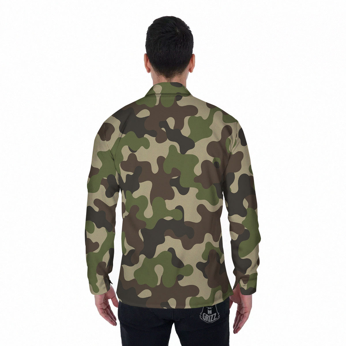 Camouflage Jungle Hunting Print Men's Long Sleeve Shirts-grizzshop