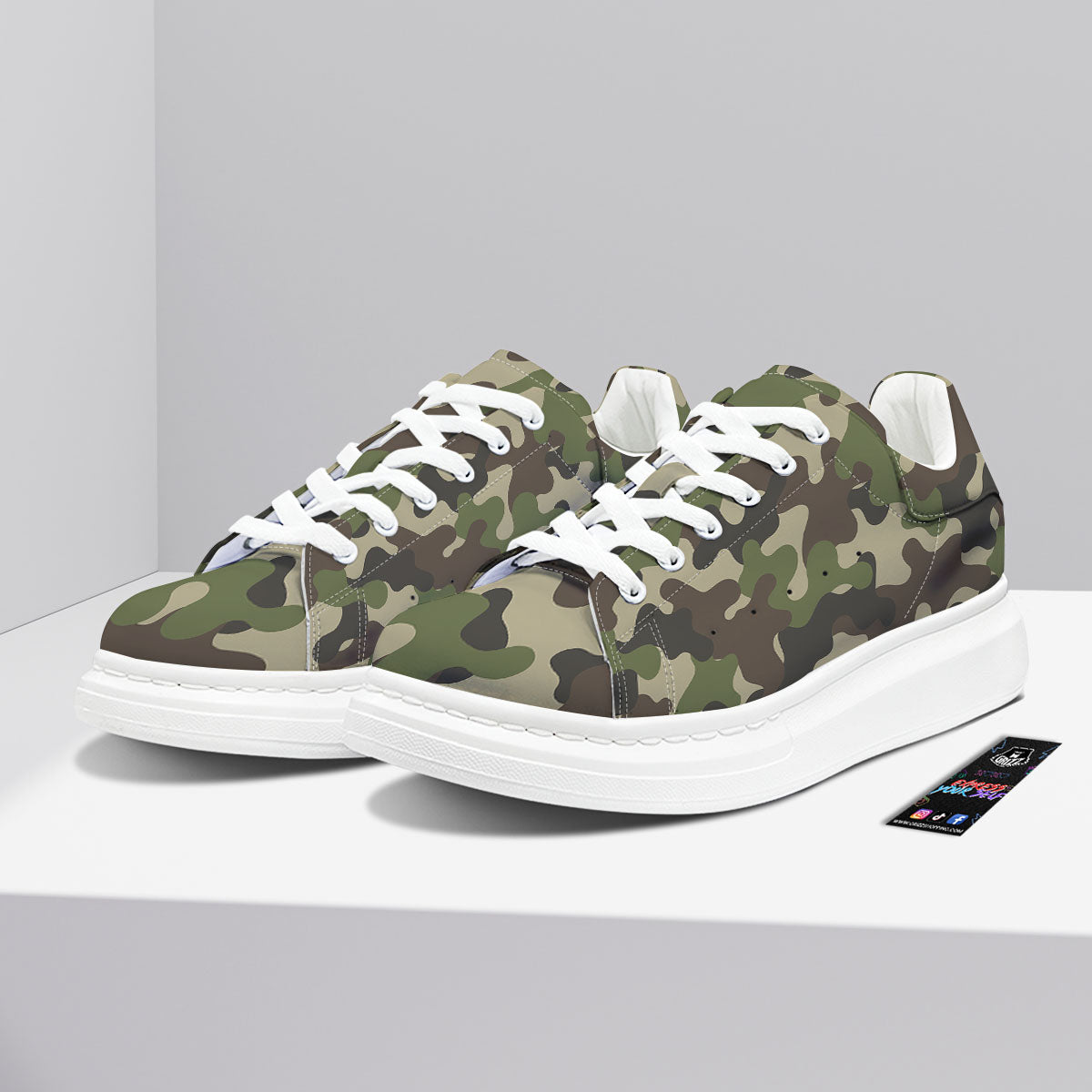 Camouflage Jungle Hunting Print Platform Shoes-grizzshop