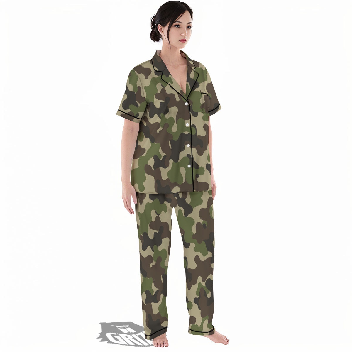 Camouflage Jungle Hunting Print Women's Pajamas Set-grizzshop