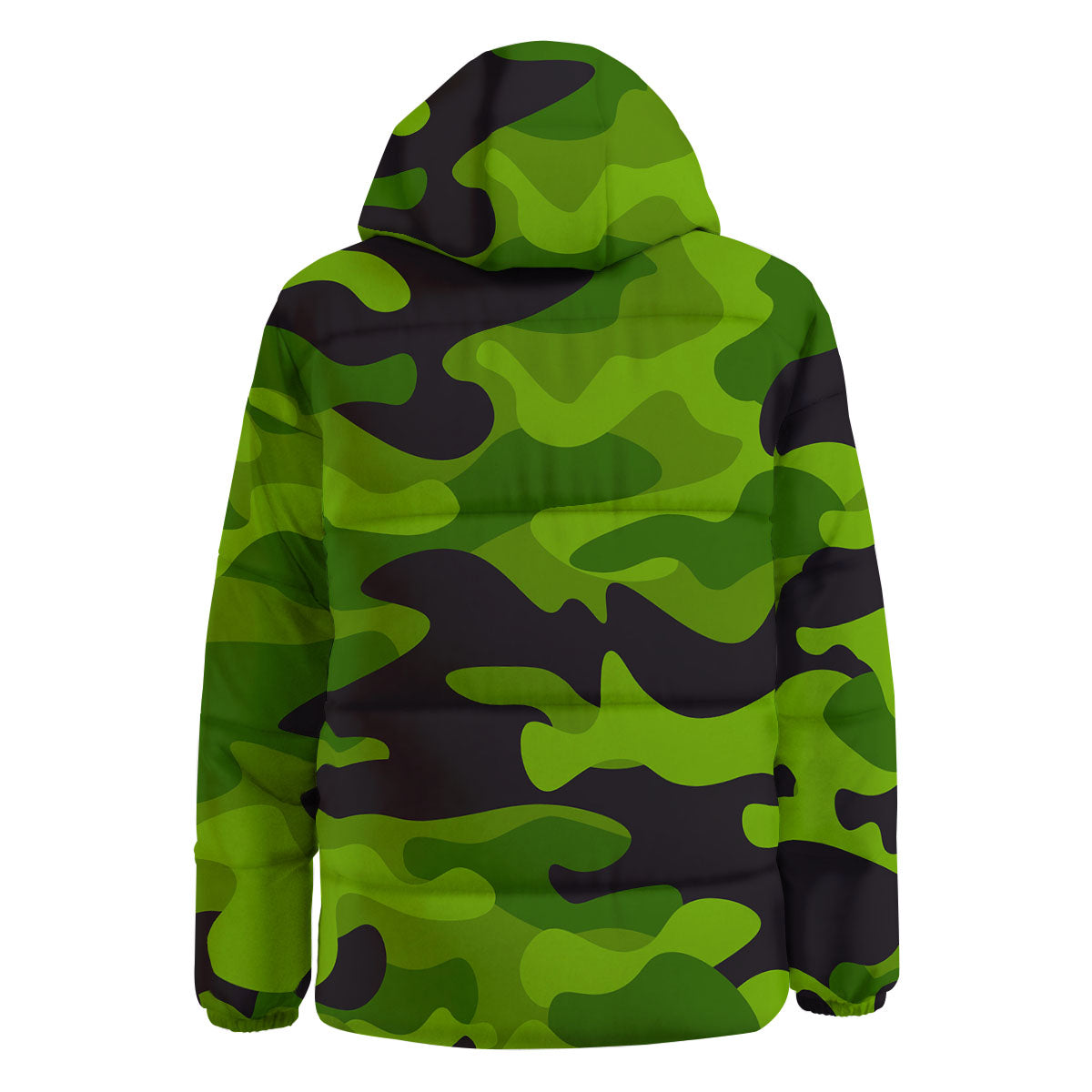 Camouflage Lime Green Print Down Jacket-grizzshop