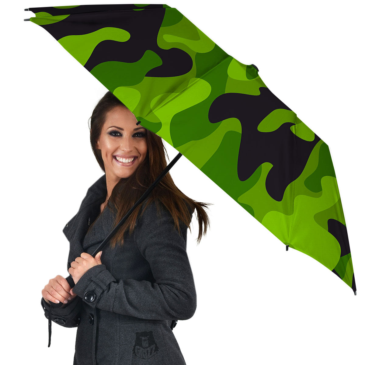 Camouflage Lime Green Print Umbrella-grizzshop