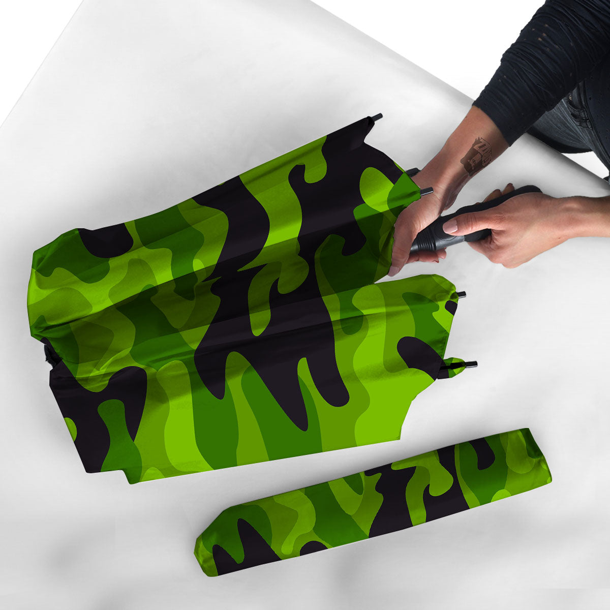 Camouflage Lime Green Print Umbrella-grizzshop