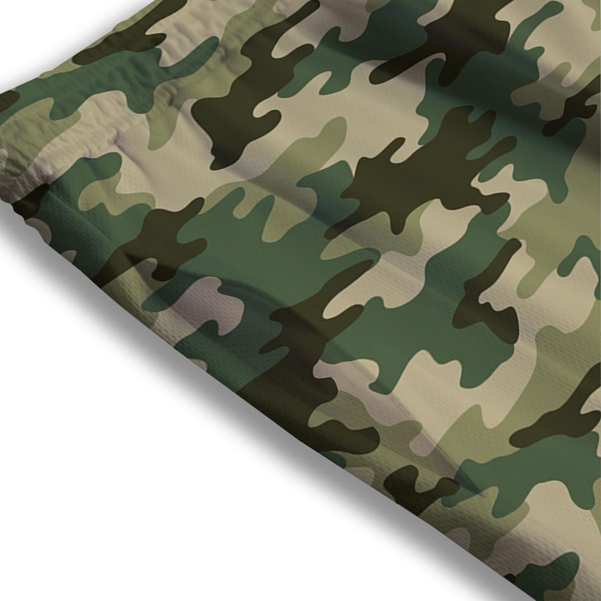 Camouflage Military Green Print Mesh Shorts