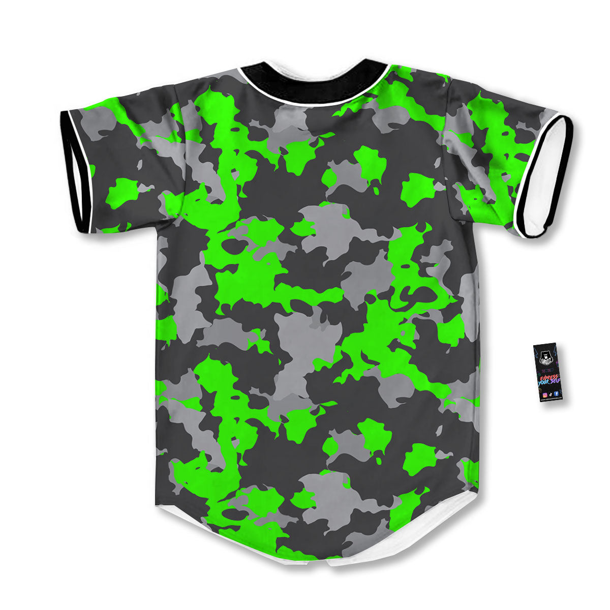 Camouflage Neon Print Baseball Jersey-grizzshop