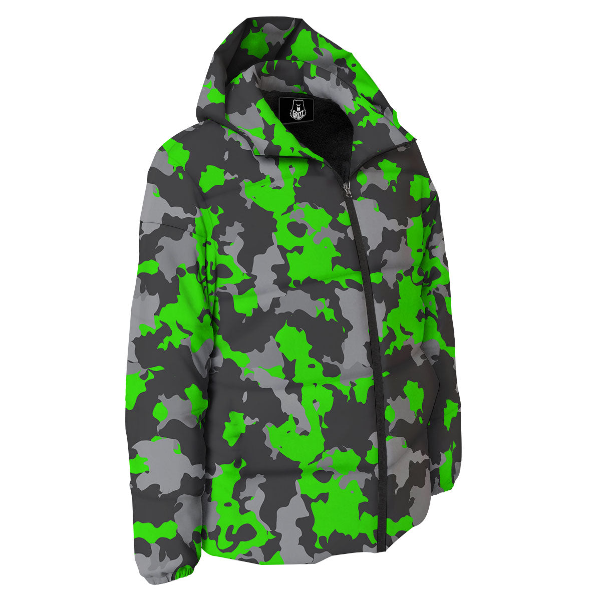 Camouflage Neon Print Down Jacket-grizzshop
