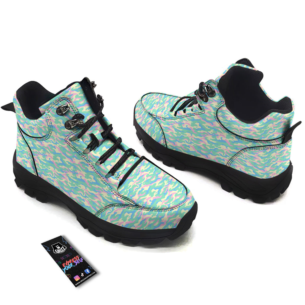 Camouflage Pastel Colors Print Pattern Hiking Shoes-grizzshop