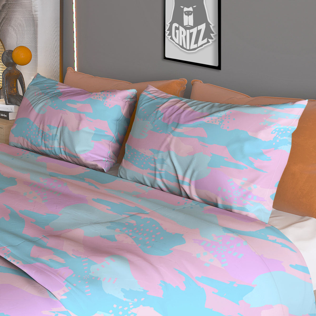 Camouflage Pastel Print Duvet Cover Bedding Set