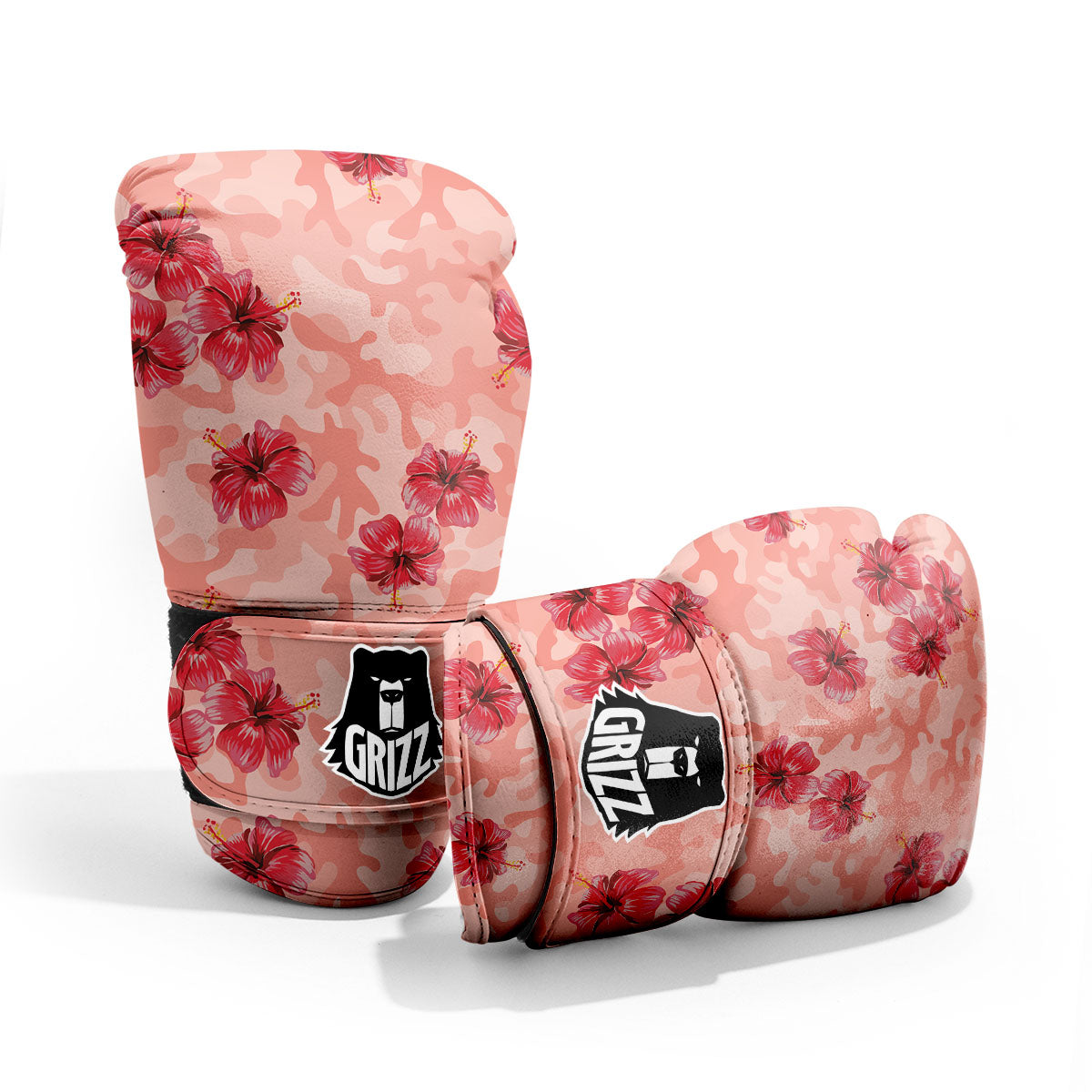 Camouflage Pink Hibiscus Flower Print Pattern Pro Boxing Glove