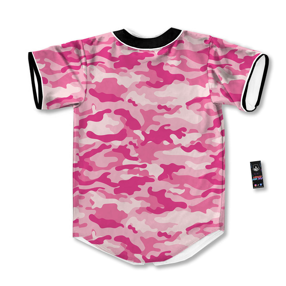 Camouflage Pink Print Pattern Baseball Jersey-grizzshop