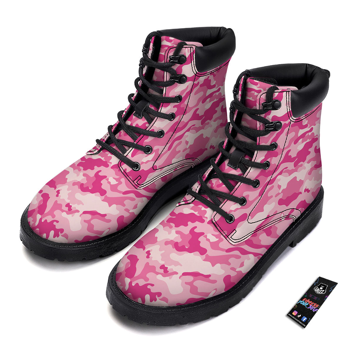 Camouflage Pink Print Pattern Boots-grizzshop
