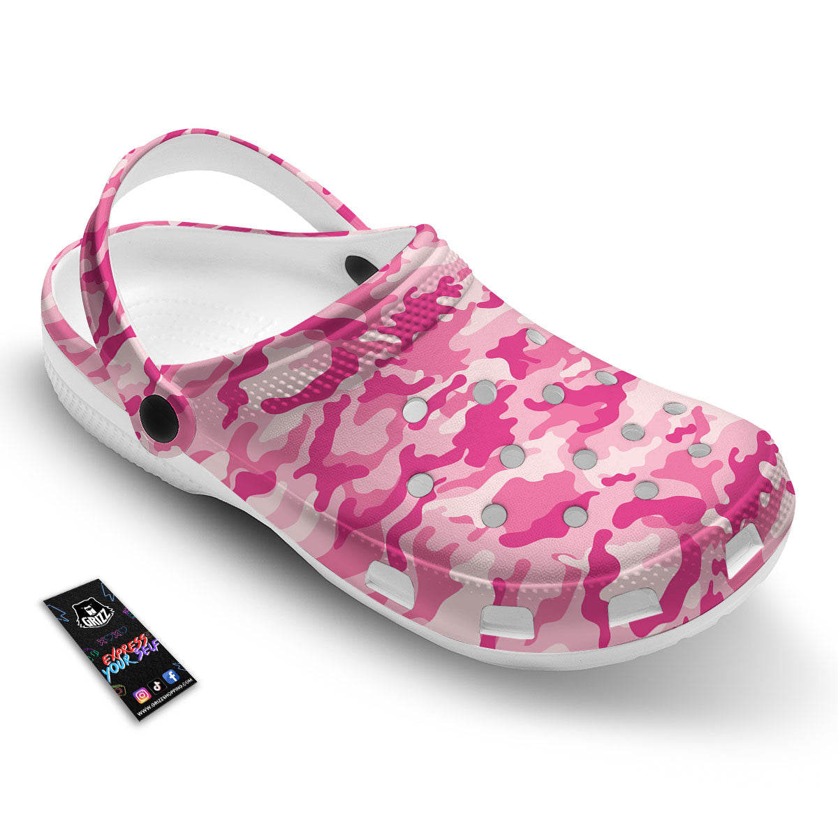 Camouflage Pink Print Pattern Clog-grizzshop