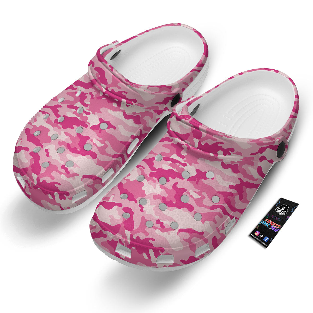 Camouflage Pink Print Pattern Clog-grizzshop