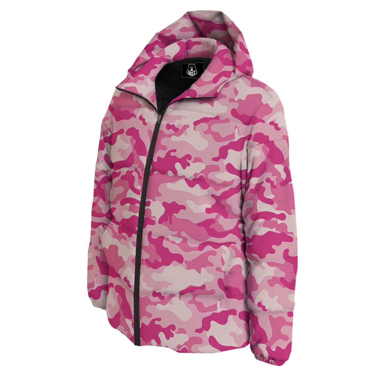 Camouflage Pink Print Pattern Down Jacket-grizzshop
