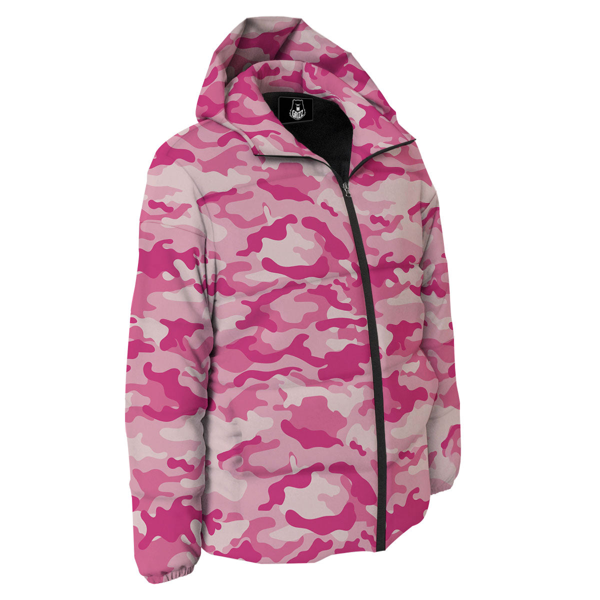 Camouflage Pink Print Pattern Down Jacket-grizzshop