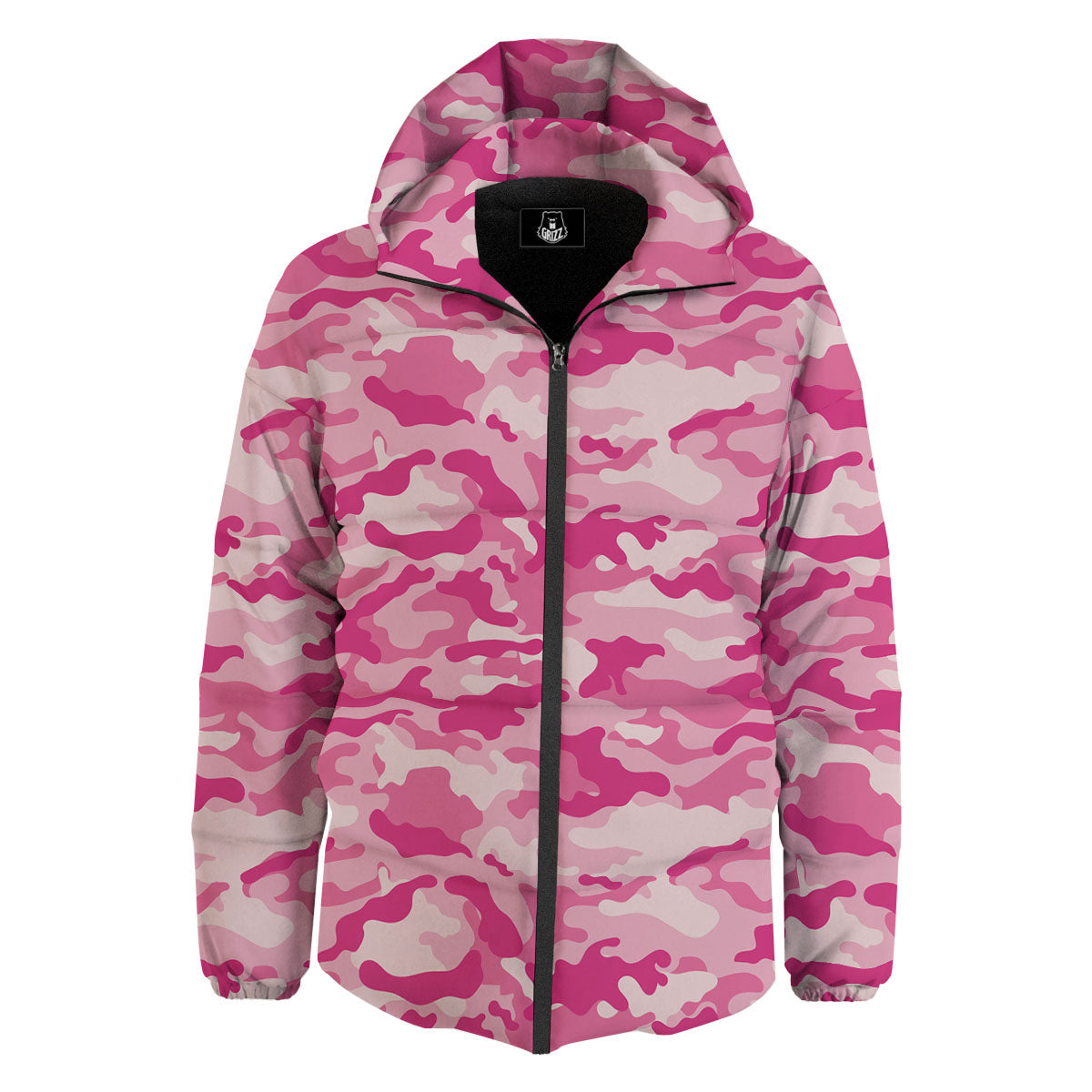Camouflage Pink Print Pattern Down Jacket-grizzshop